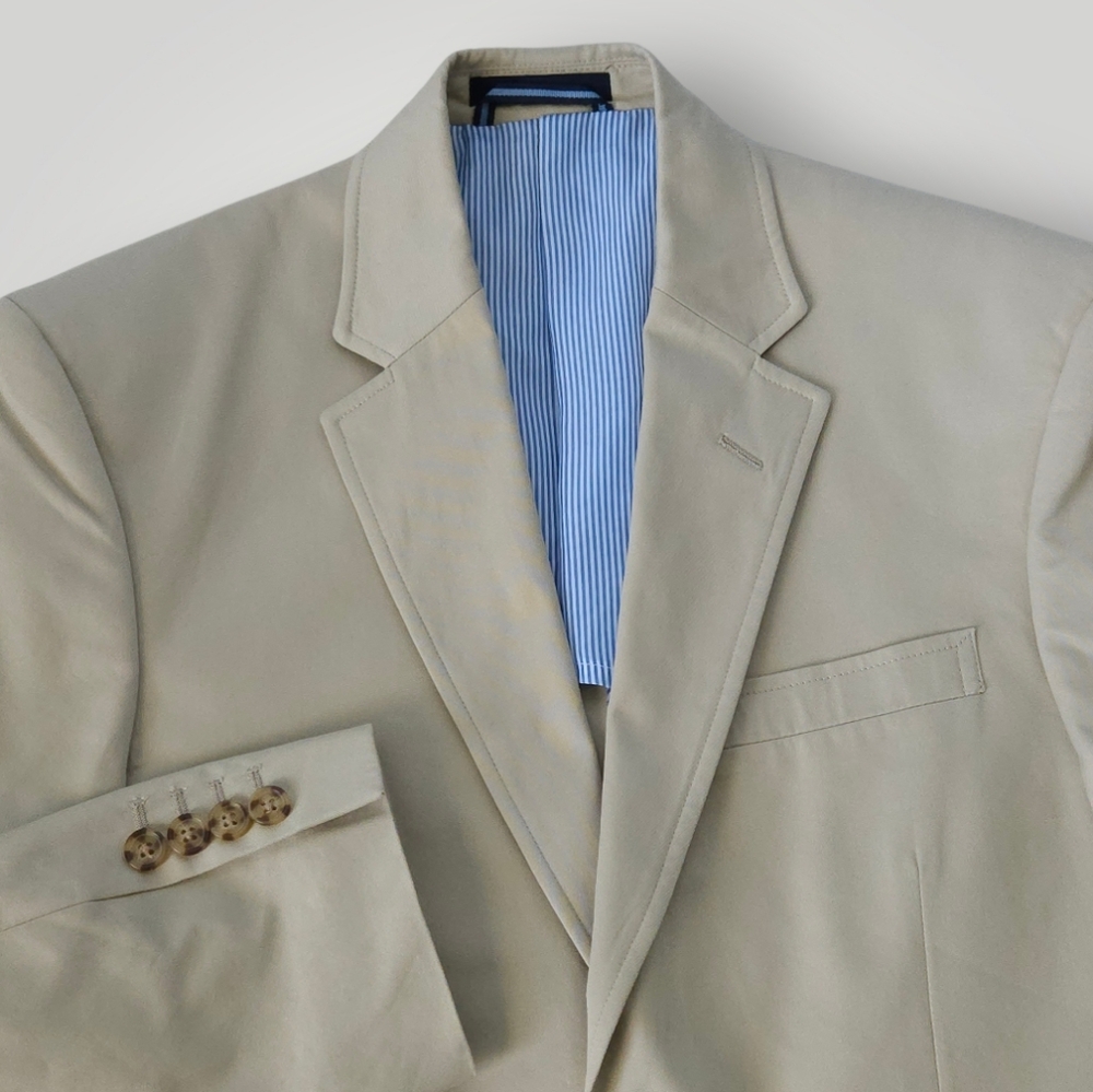 Tommy Hilfiger 38R Tan Cotton Blazer Coastal Grandpa‎ Smart Casual Spring - Picture 2 of 12